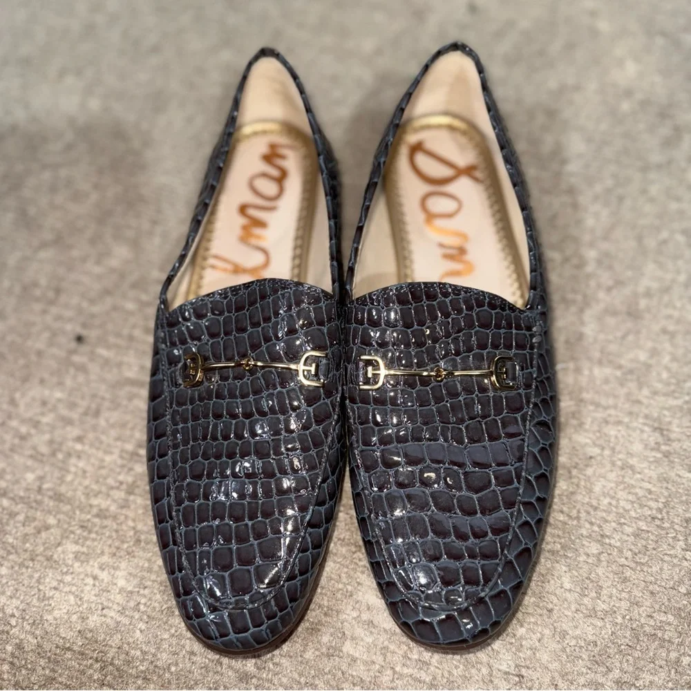 SAM EDELMAN Lorraine Loafer with Bit Hardware Croc‎ embossed size 8
